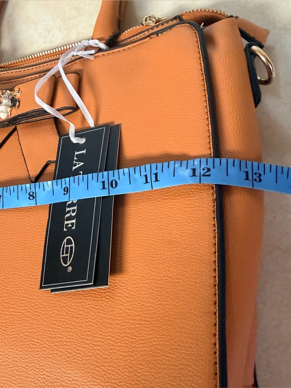 LA TERRE Structured Tan Faux Leather Handbag/Crossbody Bag